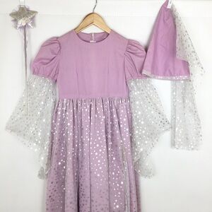 Unbranded Girls' Lavender Star Witch Costume Dress with Matching Hat